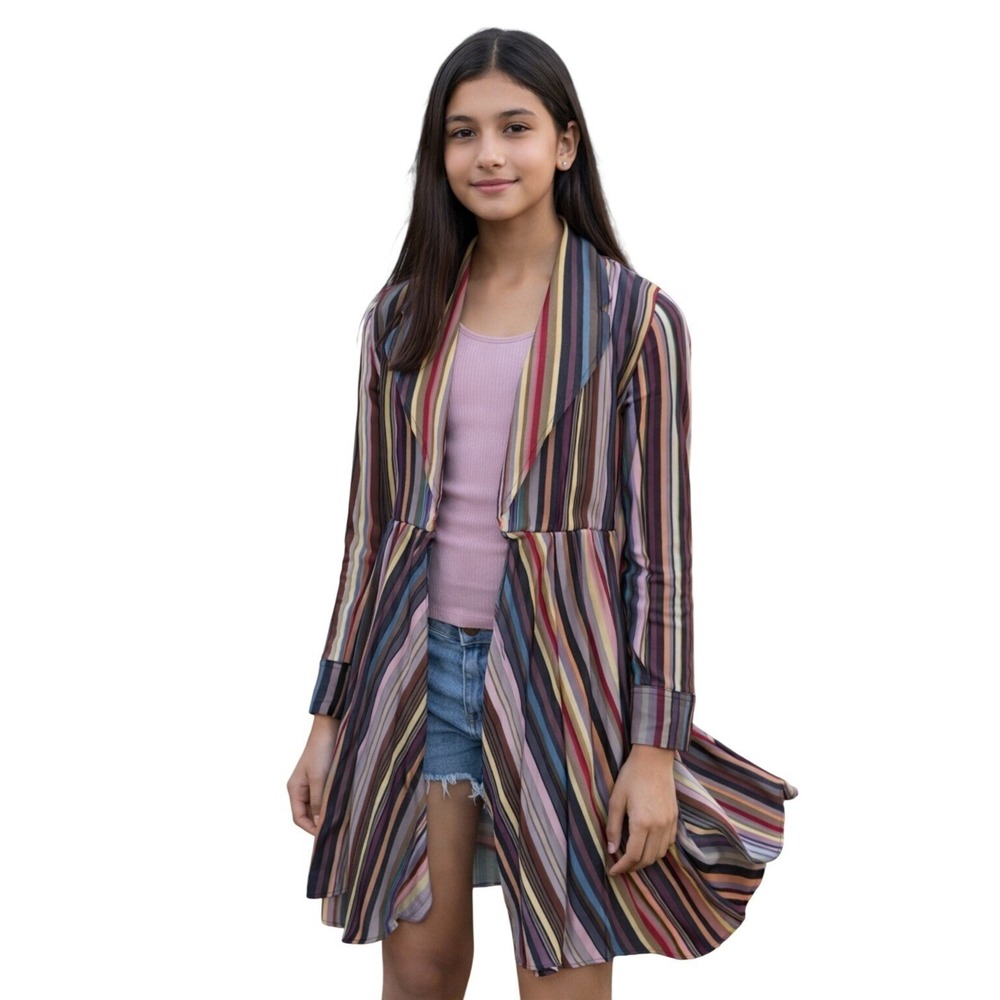 Anamika Rainbow Artsy Cardigan Jacket Junior M Girls XL Eccentric OOAK Wacky Art